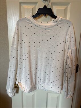 Auden Cream Long-Sleeve Dot-Print Pullover